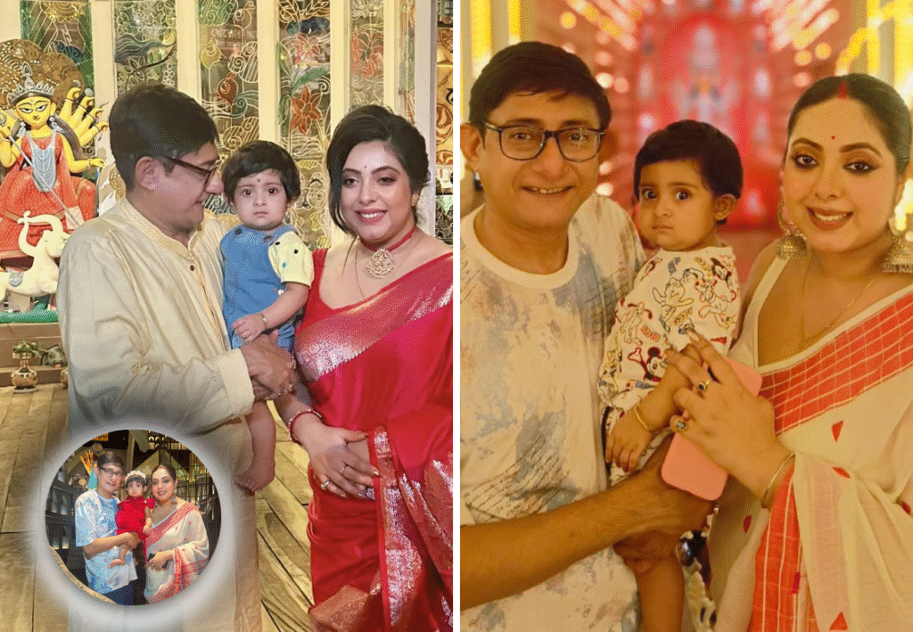 সারা রাত জেগে একরত্তির ঠাকুর দেখা, প্রথম পুজোয় জমিয়ে ঠাকুর দেখতে ব্যস্ত কৃষভি